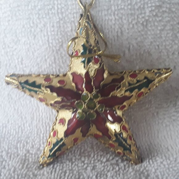Vintage Cloisonne Star Ornament, 3 1/4" Wide, not sure of year - Picture 2 of 3